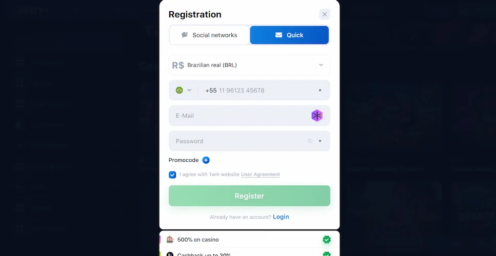 1win Registration