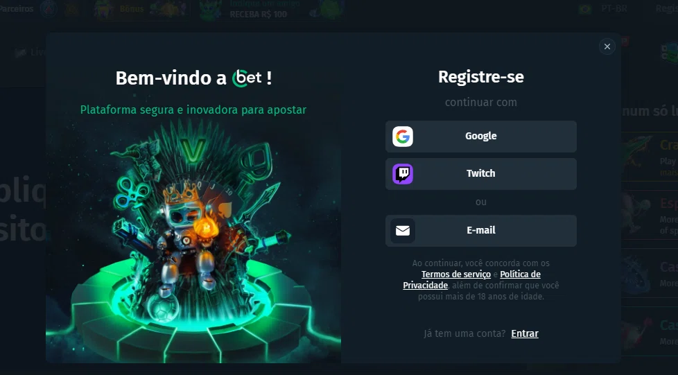 Cbet.GG tipo de registro